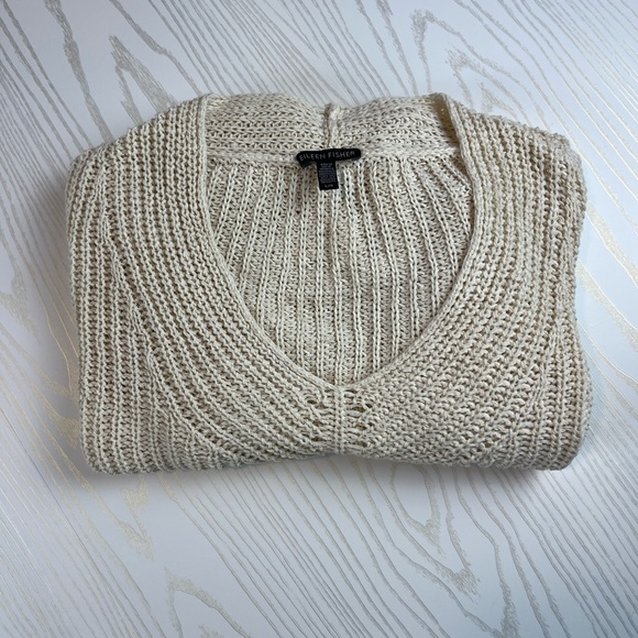 Eileen Fisher Loose Knit Linen Blend Sweater - Picture 2 of 9